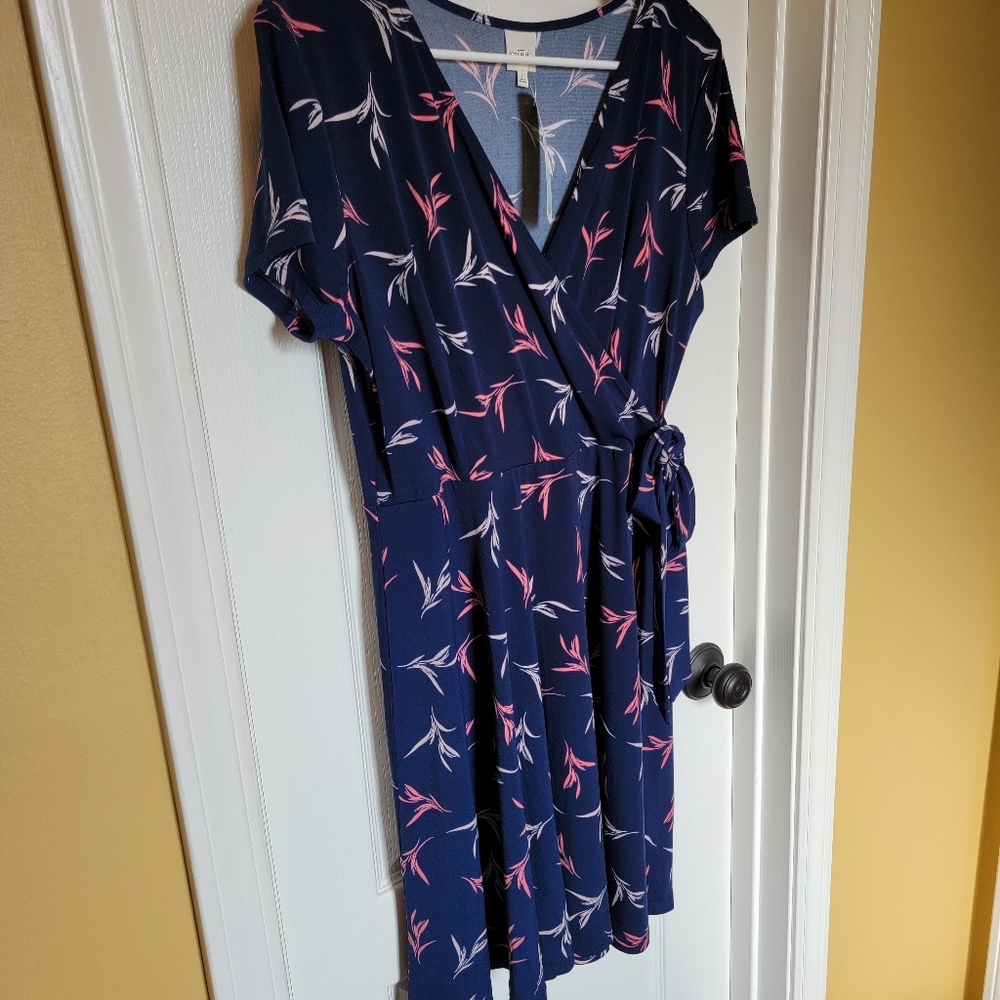 Kaileigh Arnett Faux Wrap Knit Dress, Navy, Large, Stitch Fix